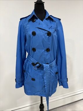 Burberry Bright Blue Double-Breasted Trench Coat with Belt